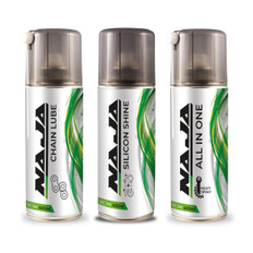 Pack 3 Sprays Naja: Chain Lube On-Road + Silicone Shine + All-In-One