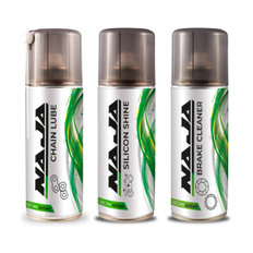 Pack 3 Sprays Naja: Chain Lube On-Road + Silicone Shine + Brake Cleaner