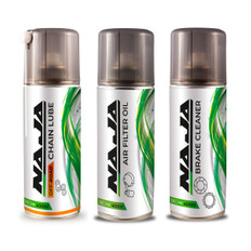 Pack 3 Sprays Naja: Chain Lube Off-Road + Air Filter Oil + Brake Cleaner